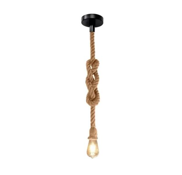 Luminária Pendente Corda com Lâmpada Retro Rústicos Designer - CTB / Similar Imagem de Luminária Pendente Corda com Lâmpada Retro Rústicos Designer