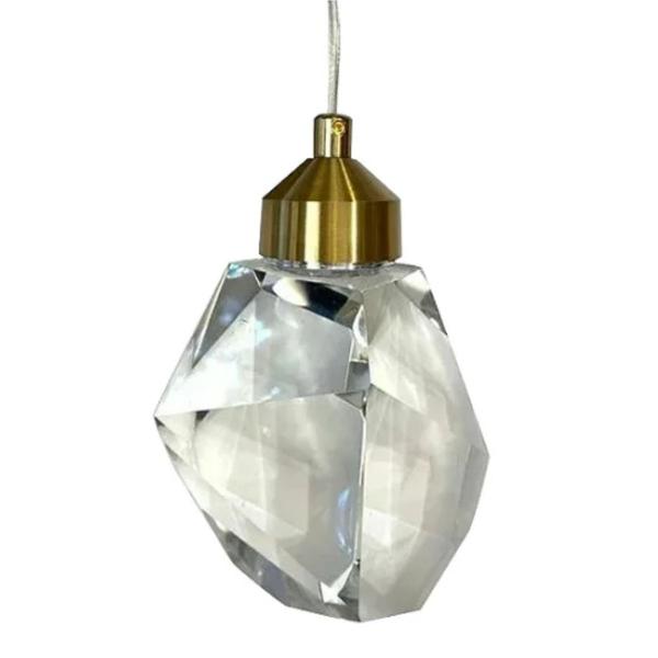 Imagem de Luminária Pendente Cristal/Metal Gold Ø10cm 5W 3000K Sindora