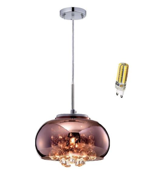 Imagem de Luminaria Pendente Cristal Vidro Cobre 22cm com Lampada Led