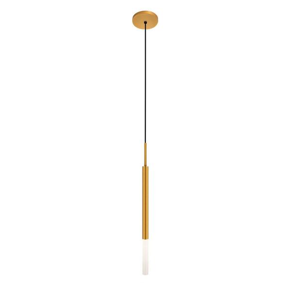 Imagem de Luminária Pendente De Teto Tubo Difusor Mesa Jantar Dourado