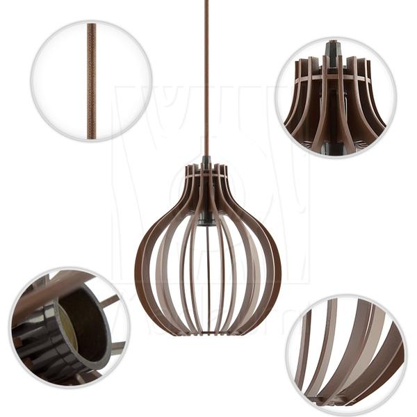Luminária Pendente Duplo Madeira Bali 20cm CQ Marrom E27 - Madelumi Imagem de Luminária Pendente Duplo Madeira Bali 20cm CQ Marrom E27