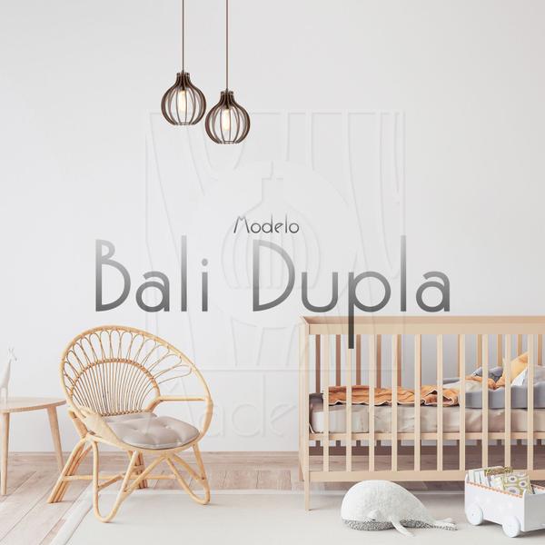 Luminária Pendente Duplo Madeira Bali 20cm CQ Marrom E27 - Madelumi Imagem de Luminária Pendente Duplo Madeira Bali 20cm CQ Marrom E27