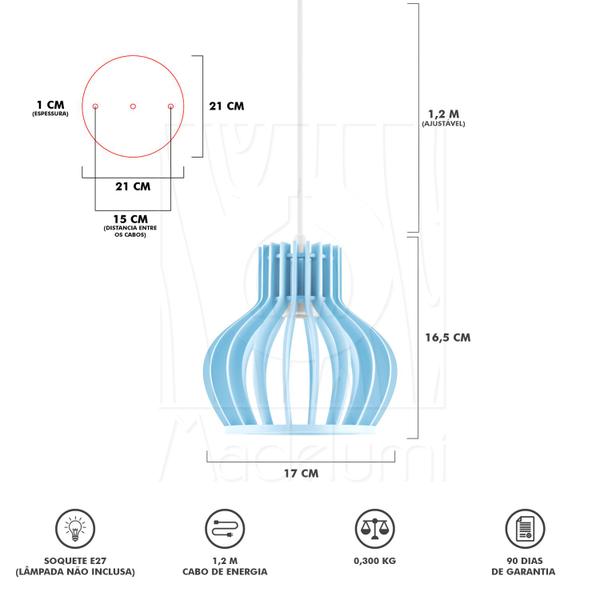 Imagem de Luminária Pendente Duplo Madeira Circus 15cm CR Soquete E27