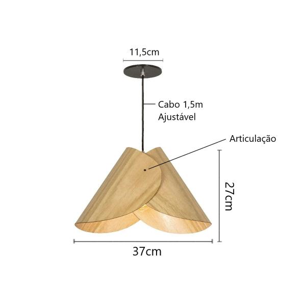 Imagem de Luminária Pendente Eco Lótus Madeira Sustentável Classic Lar