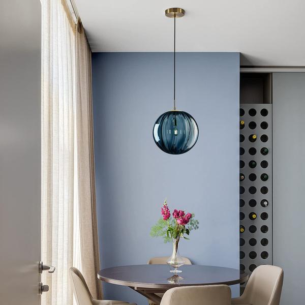 Imagem de Luminária pendente KCO Lighting Modern Globe Blue Glass 25cm