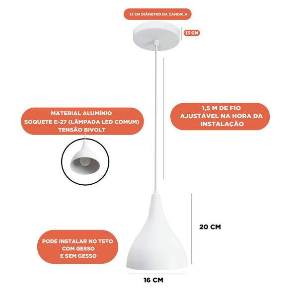 Imagem de Luminaria Pendente Lustre de teto de Alumínio Bivolt Com Lâmpada Branco Quente Bivolt