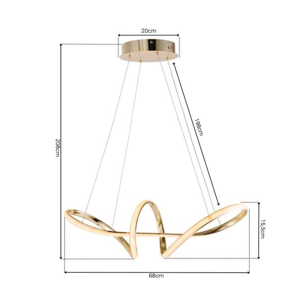 Imagem de Luminária Pendente Lustre Led 3 em 1 Infinito Dourado Moderno Luxuoso INL118