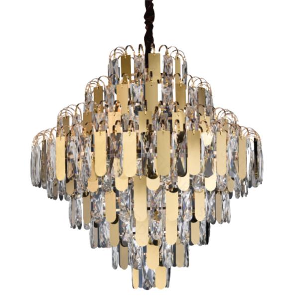 Imagem de Luminária Pendente Luxe 60Cm Cristal Dourado Sindora