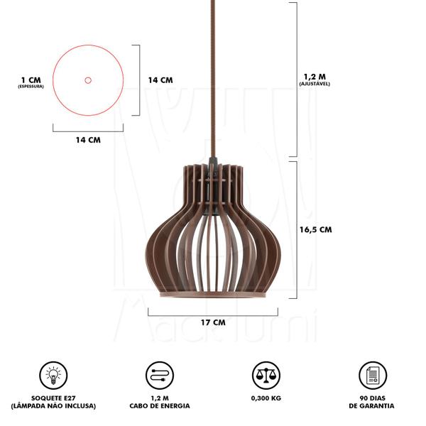 Imagem de Luminária Pendente Madeira Circus 15cm E27 3 Unidades