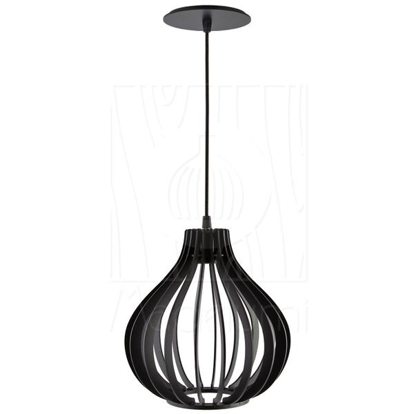 Imagem de Luminária Pendente Madeira Gota 25cm e27 Preto Sala