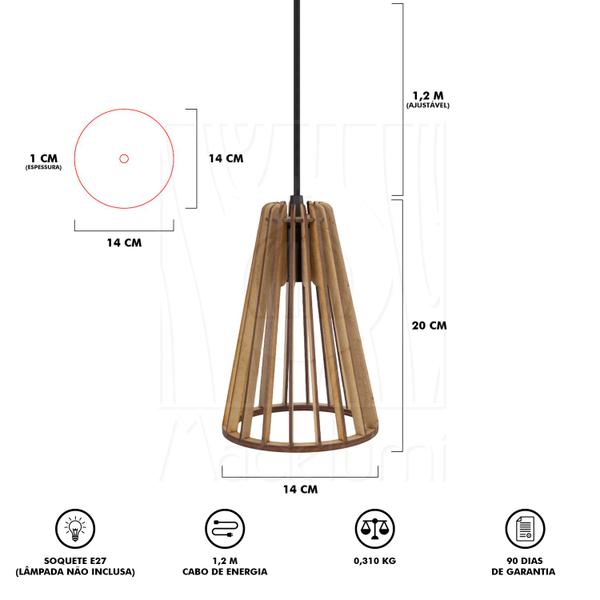 Imagem de Luminária Pendente Madeira Koni Sala 5 Unidades Rústico