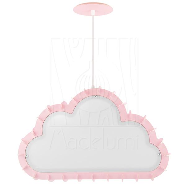 Luminária Pendente Madeira Nuvem 50cm Rosa Claro Infantil - Madelumi Imagem de Luminária Pendente Madeira Nuvem 50cm Rosa Claro Infantil