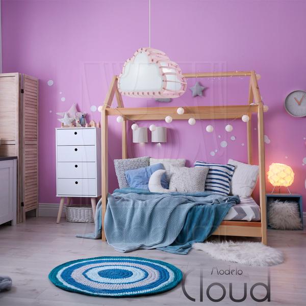 Luminária Pendente Madeira Nuvem 50cm Rosa Claro Infantil - Madelumi Imagem de Luminária Pendente Madeira Nuvem 50cm Rosa Claro Infantil