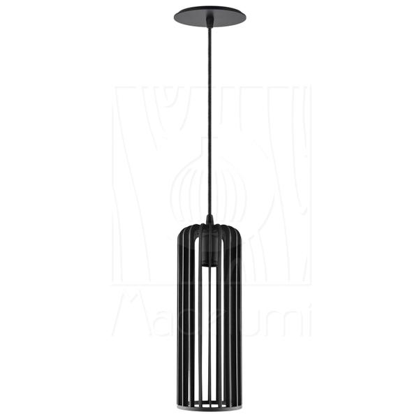 Imagem de Luminária Pendente Madeira Paladio M e27 Preto Sala