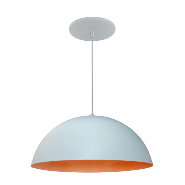Luminária Pendente Meia Lua 34cm Com Interior Laranja Fiação 110/220v - Luminárias Navarro Imagem de Luminária Pendente Meia Lua 34cm Com Interior Laranja Fiação 110/220v