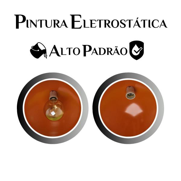 Luminária Pendente Meia Lua 34cm Com Interior Laranja Fiação 110/220v - Luminárias Navarro Imagem de Luminária Pendente Meia Lua 34cm Com Interior Laranja Fiação 110/220v