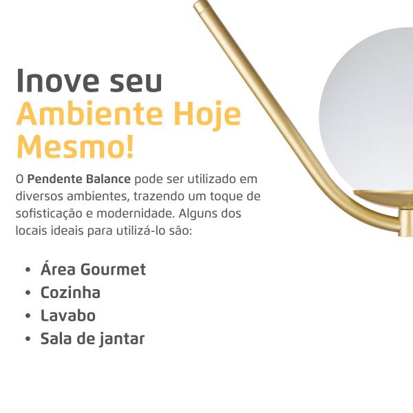 Imagem de Luminária Pendente Moderno Balance Dourado Globo Fosco 15cm