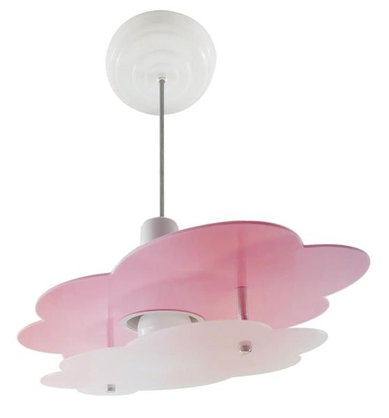 Imagem de Luminária Pendente Nuvem Rosa Infantil Teto Quarto Menina(O)