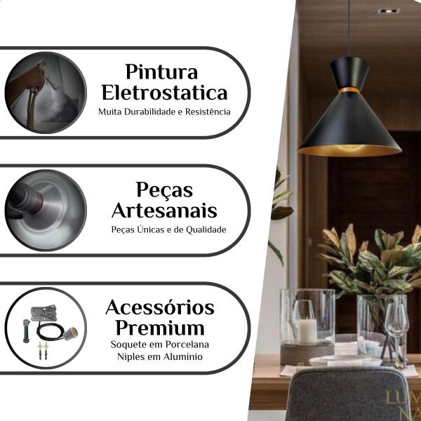 Imagem de Luminária Pendente Pequim Com Interior Cobre Com Fiação 110/220v