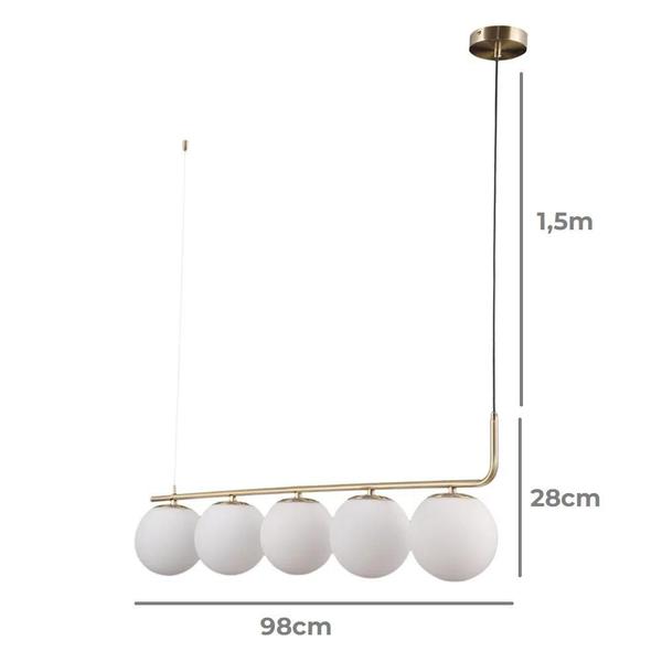 Imagem de Luminária Pendente Petit Poa Dourado e Branco Bella