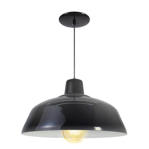 Luminária Pendente Retro 40cm Interior Branco Brilho Com Fiação 110/220v - Luminárias Navarro Imagem de Luminária Pendente Retro 40cm Interior Branco Brilho Com Fiação 110/220v