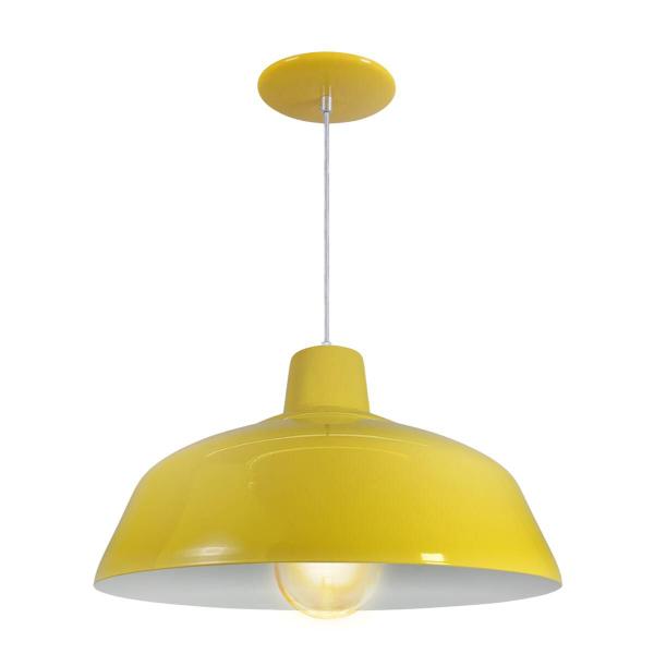 Luminária Pendente Retro 40cm Interior Branco Brilho Com Fiação 110/220v - Luminárias Navarro Imagem de Luminária Pendente Retro 40cm Interior Branco Brilho Com Fiação 110/220v