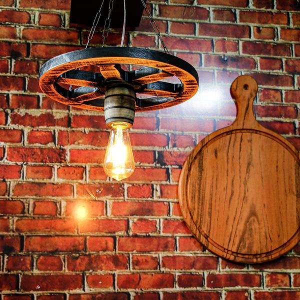 Imagem de Luminária Pendente Roda De Carroça 33Cm Rustica Colonial