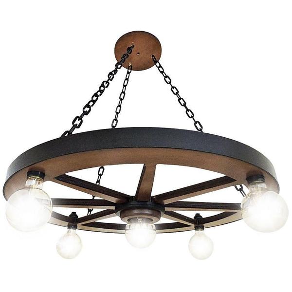 Luminária Pendente Roda De Carroça Rustico Lustre De Teto G - Redskull Imagem de Luminária Pendente Roda De Carroça Rustico Lustre De Teto G