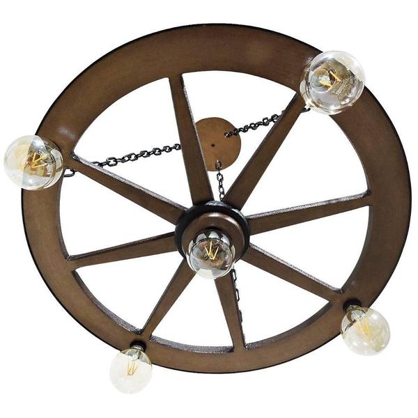 Luminária Pendente Roda De Carroça Rustico Lustre De Teto G - Redskull Imagem de Luminária Pendente Roda De Carroça Rustico Lustre De Teto G