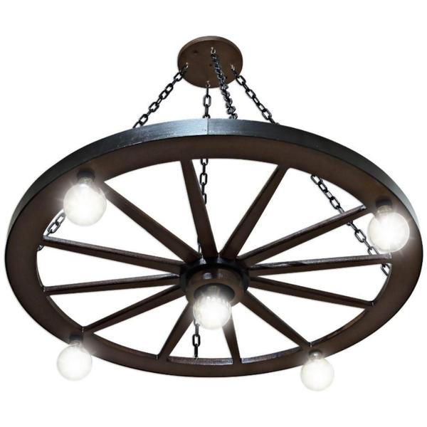 Imagem de Luminária Pendente Rustica Lustre Roda De Carroça