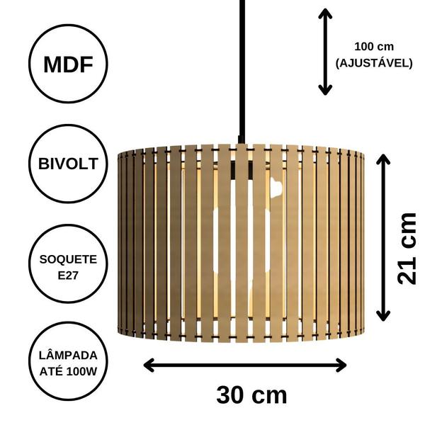 Imagem de Luminária Pendente Sirius Modelo Ripado