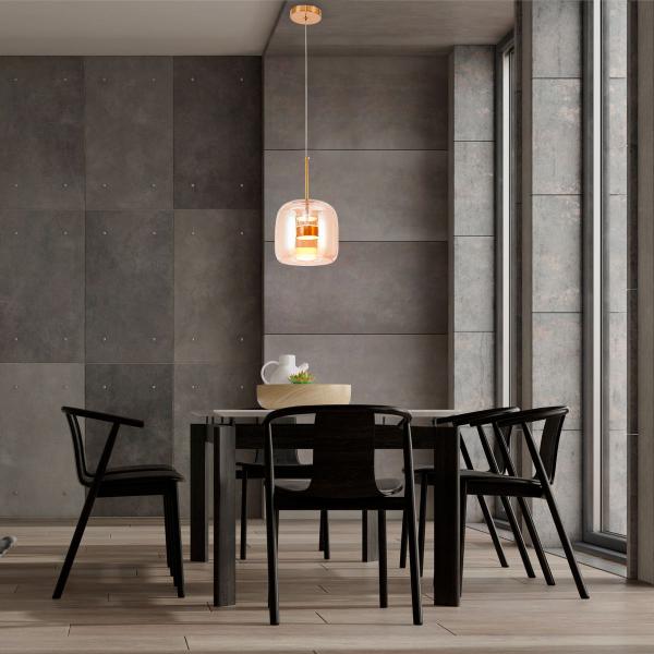 Luminária Pendente Solitário 10w 25cm Dourado e Ambar Lumier Imagem de Luminária Pendente Solitário 10w 25cm Dourado e Ambar Lumier