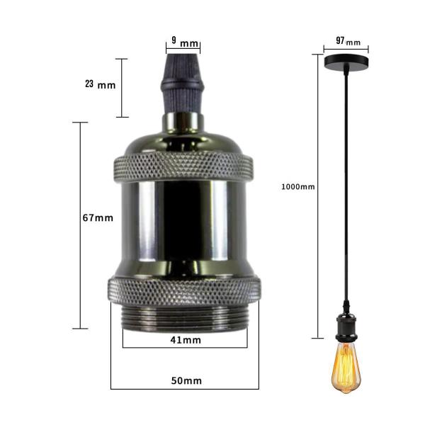 Imagem de Luminária Pendente Soquete Bocal E27 Com Lâmpada