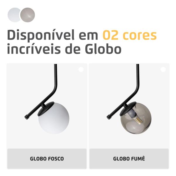 Imagem de Luminária Pendente Stick Light Preto Globo Fumê 10Cm