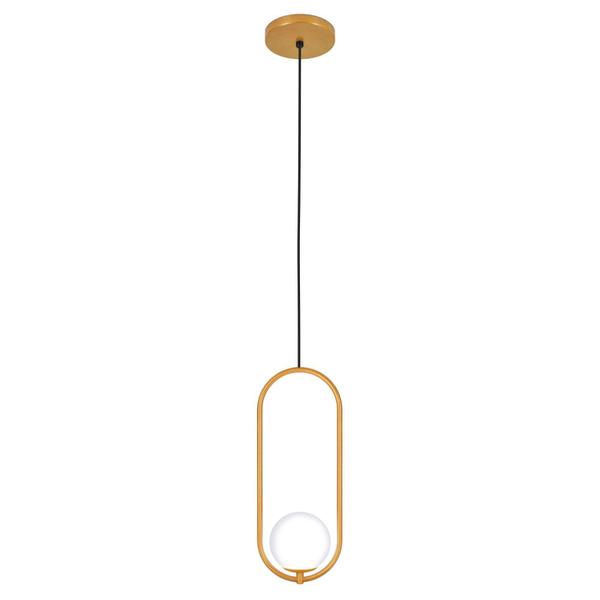 Imagem de Luminária Pendente Teto Arco Globo Vidro Sala Cama Dourado