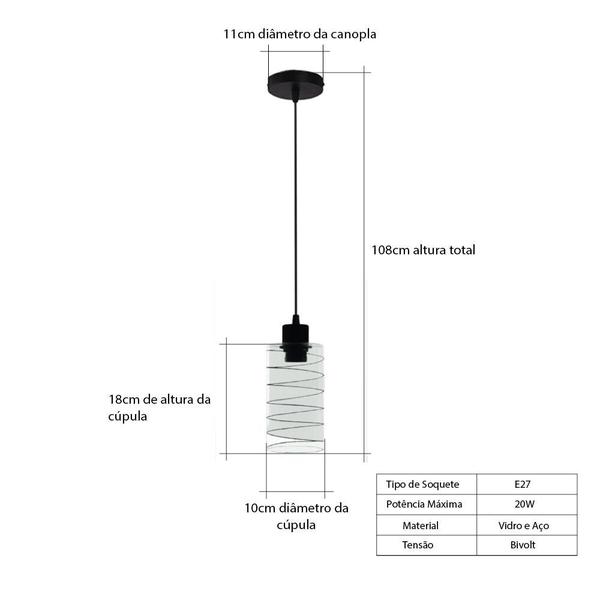 Imagem de Luminária Pendente Teto Moderno Track Linhas Quarto Sala Bancada 1 lâmpada Bivolt E27