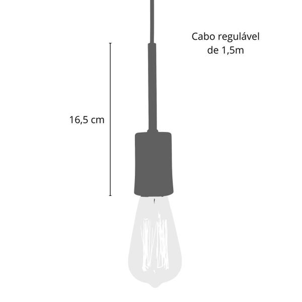 Imagem de Luminária Pendente Teto Triplo Cozinha Mesa Sala Prata E27