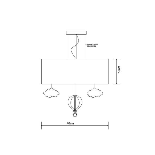 Imagem de Luminária Pendente ul 50x15cm Tecido MDF