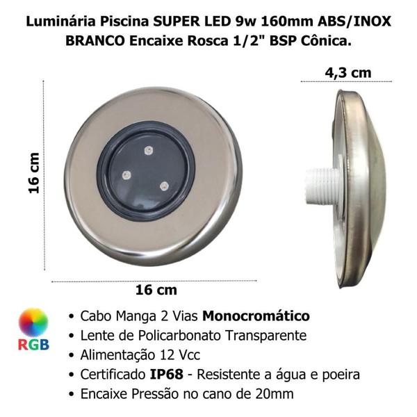 Imagem de Luminária Piscina Super Led 9W 160mm Branco