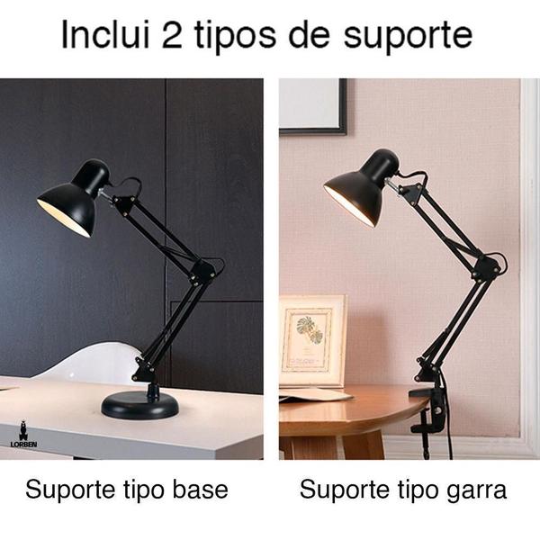 Imagem de Luminária Pixar De Mesa Articulada Garra E Base Lorben