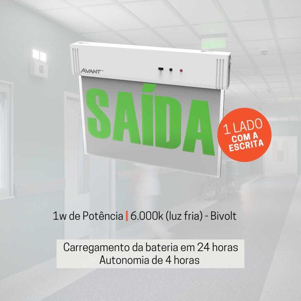 Imagem de Luminária Placa Saída Emergência Bivolt 30lm 6000k 1w Verde