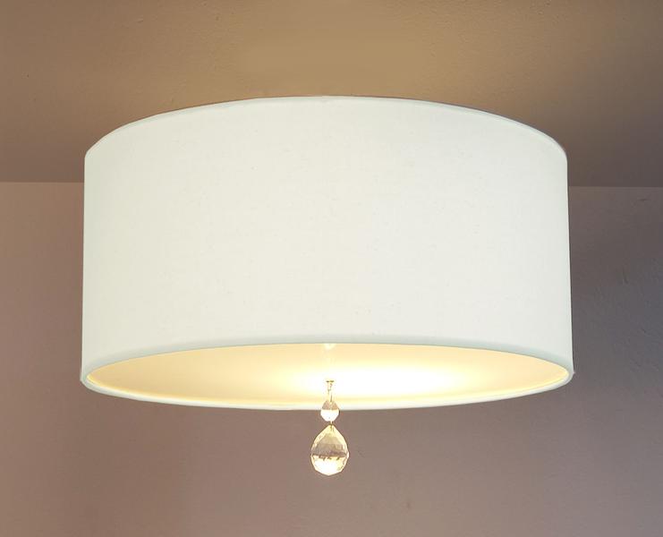 Imagem de Luminária Plafon Com Cristal Cúpula Branco 30x15 2e27 Bivolts