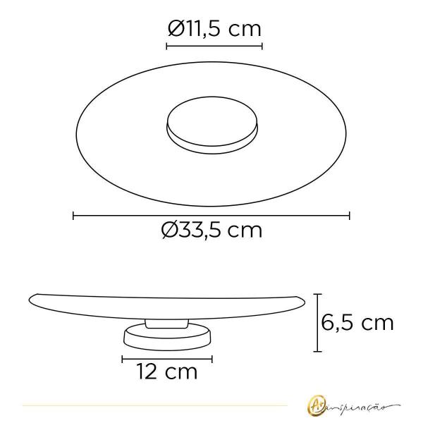 Imagem de Luminária Plafon Dourado Fosco Redondo Led 3000K 12W Bivolt