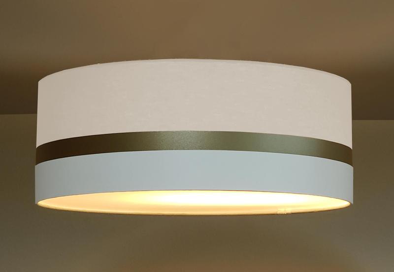 Imagem de Luminária Plafon Faixas Bronze Cúpula Branco 40X15