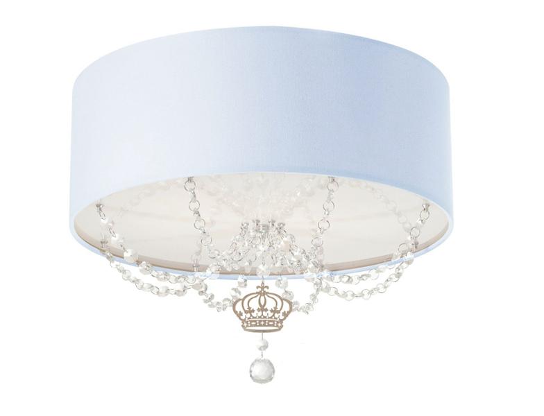 Imagem de Luminária Plafon Infantil Coroa Cúpula Azul bebê  30X15 2E27