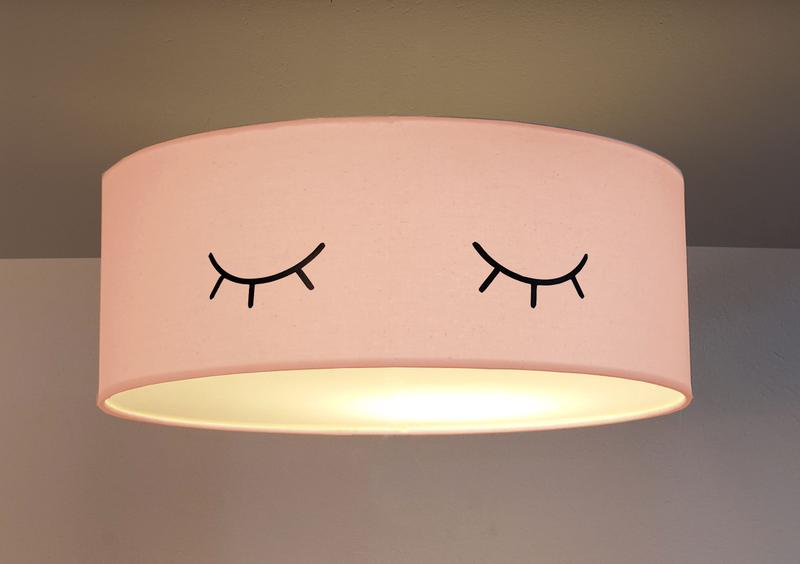 Imagem de Luminária Plafon Infantil Olhinho Cúpula 40x15 2e27 Bivolt Rosa