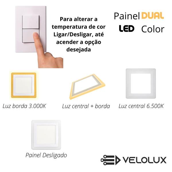 Imagem de Luminária Plafon Painel de LED Dual Color Quadrado Embutir 18W+6W Taschibra