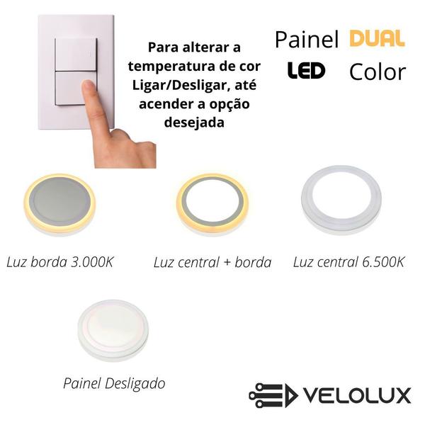 Imagem de Luminária Plafon Painel de LED Dual Color Redondo Embutir 12W+4W Taschibra