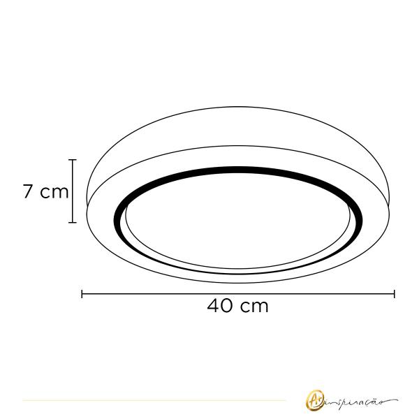 Imagem de Luminária Plafon Redondo Borda De Acrílico Com Dourado Ø40cm Led Multicor 3500K/4500K/6500K 36W