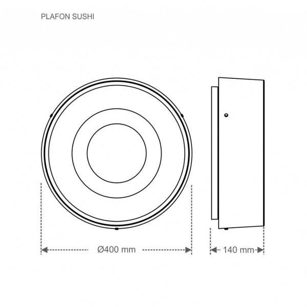 Imagem de Luminária plafon taschibra suchi led 40w 2700k branca/preta